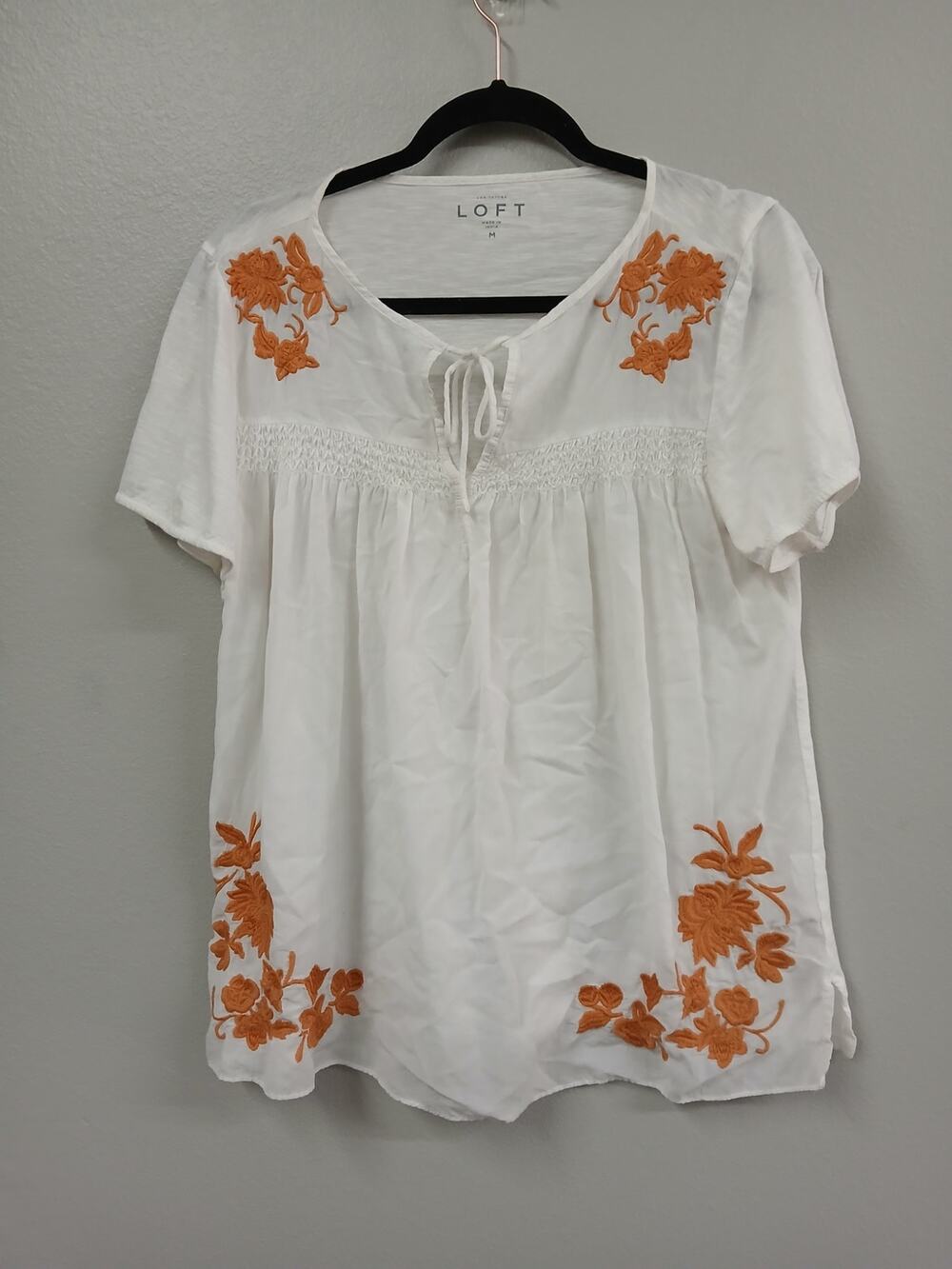 embroidered peasant blouse from LOFT size medium